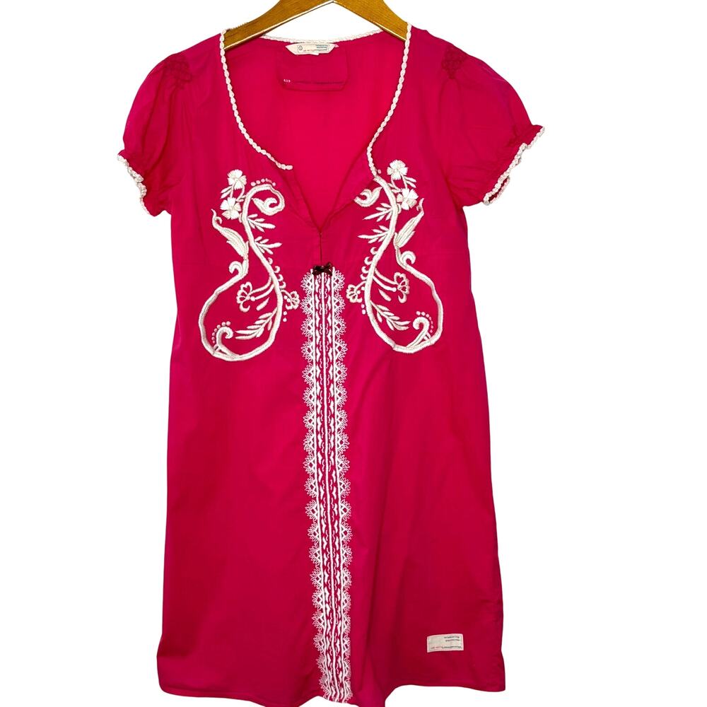 Odd Molly Dress Size Small Pink Embroidered Short Sleeve